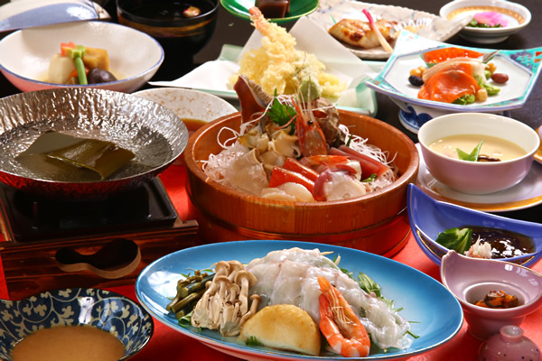 Assorted sashimi and seafood shabu hot pot plan